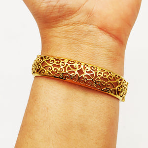 Bracelet Rigide Motifs Orientaux Bords Dorés Luxe