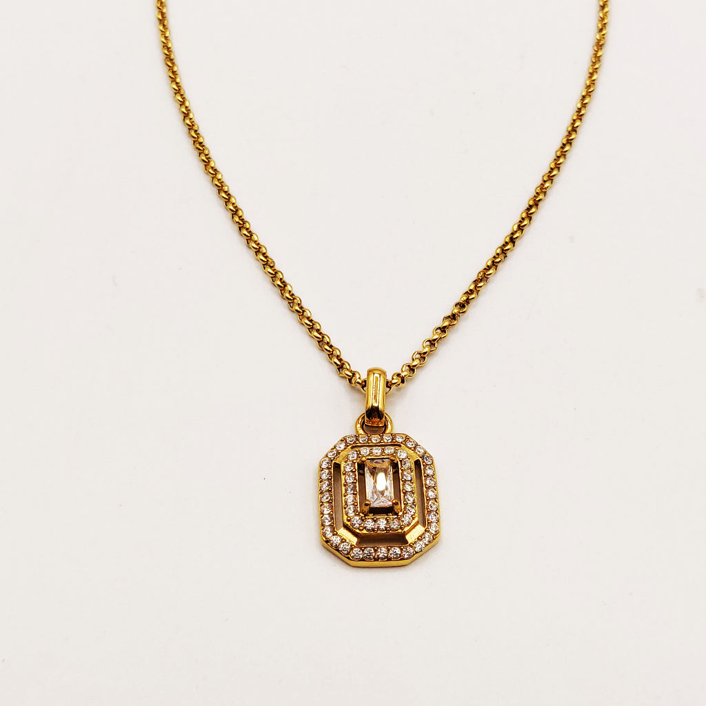 Collier Triple Rectangles Cristaux Luxe