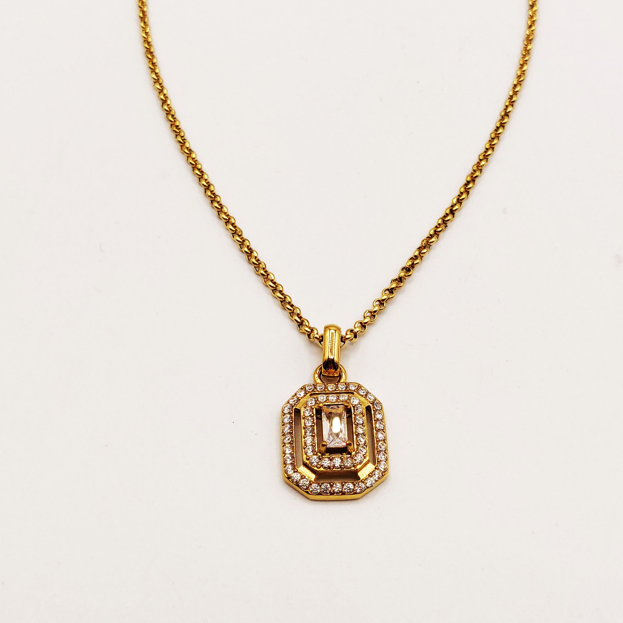 Collier Triple Rectangles Cristaux Luxe