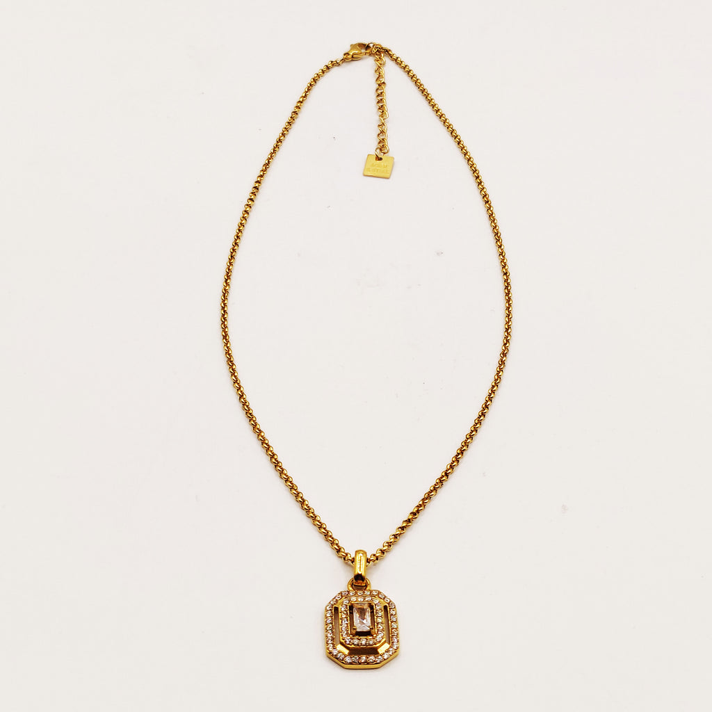 Collier Triple Rectangles Cristaux Luxe