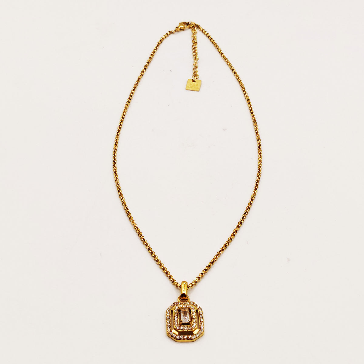 Collier Triple Rectangles Cristaux Luxe