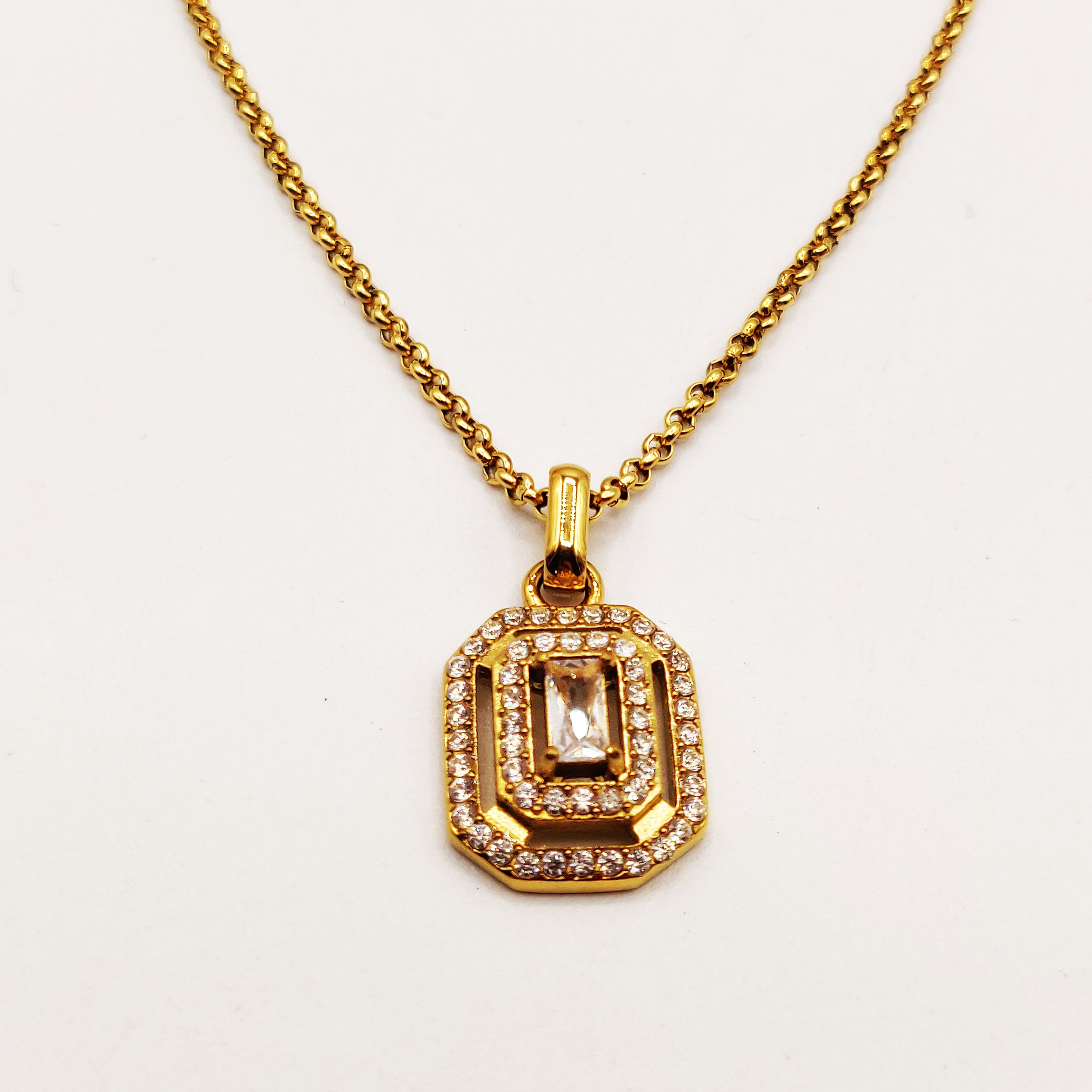 Collier Triple Rectangles Cristaux Luxe