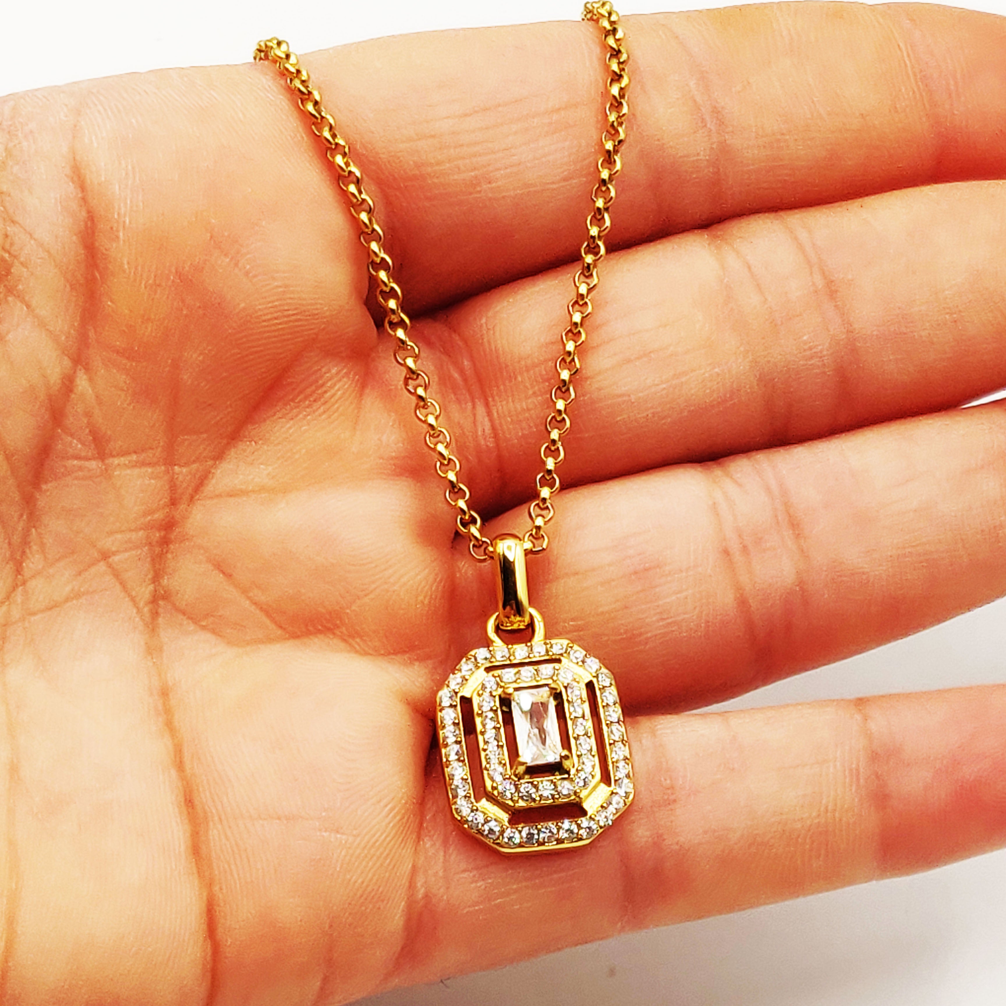 Collier Triple Rectangles Cristaux Luxe
