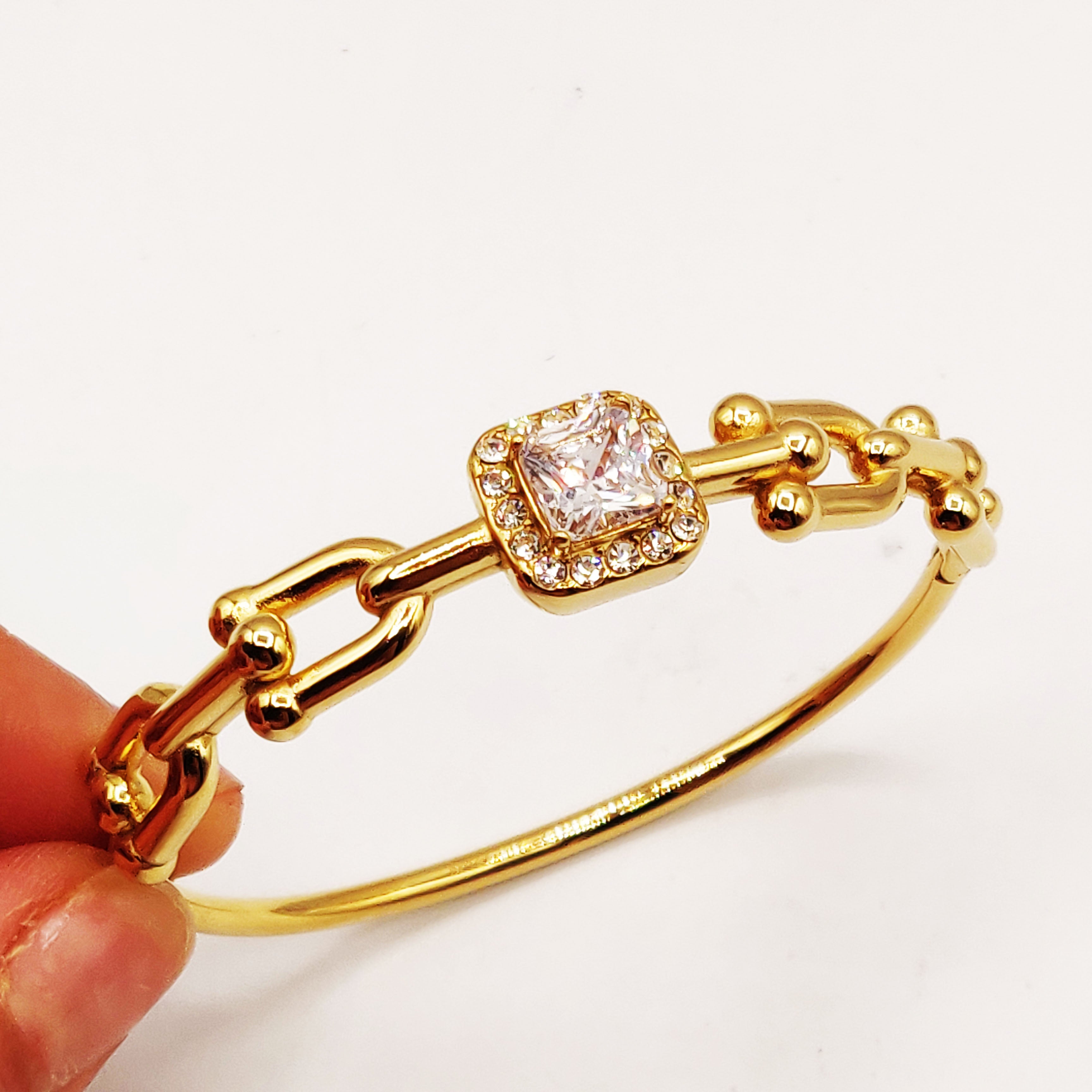 Bracelet Rigide T Luxe Cristal Carré
