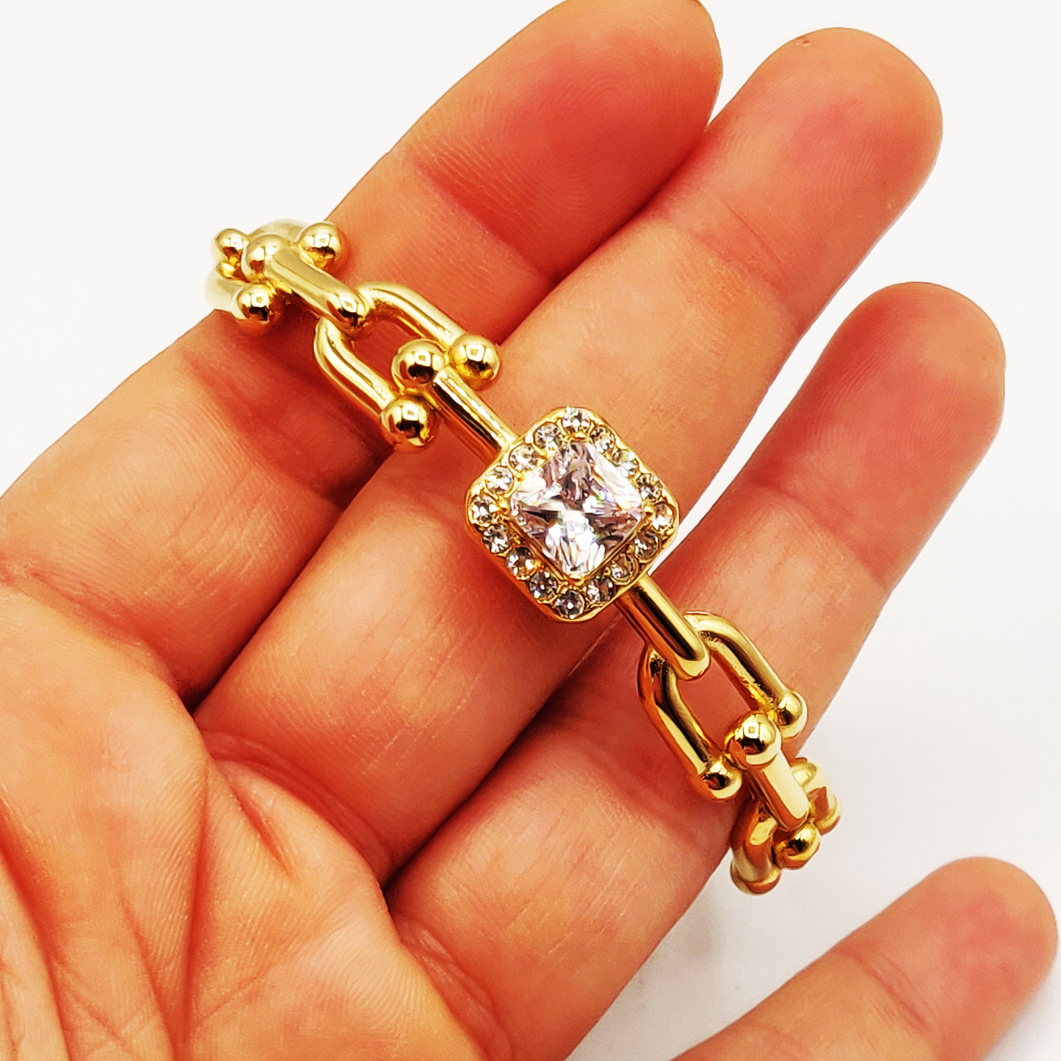Bracelet Rigide T Luxe Cristal Carré
