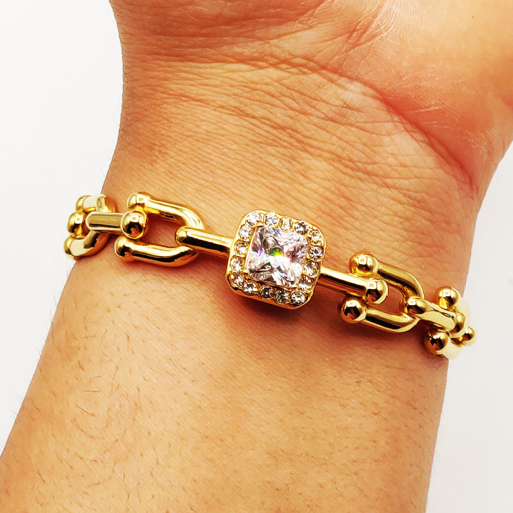 Bracelet Rigide T Luxe Cristal Carré