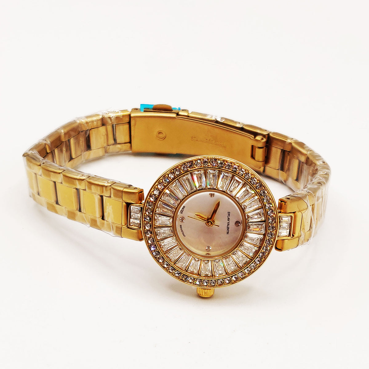 Montre Dylan Valentin DV100101 Bracelet Doré Fond Blanc
