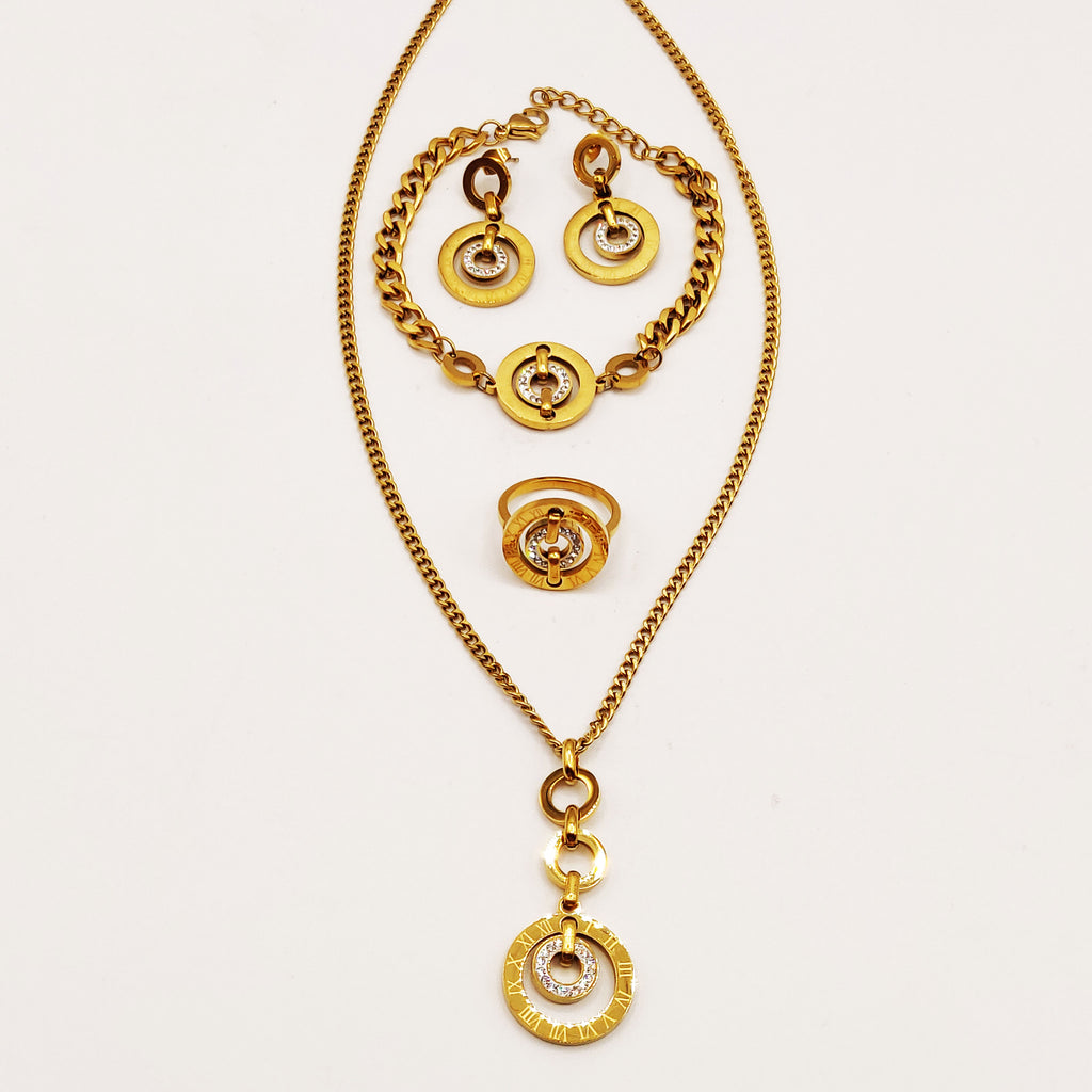 Ensemble Collier, Bracelet, Boucles d'oreilles et Bague Tresse Rafinity Luxe