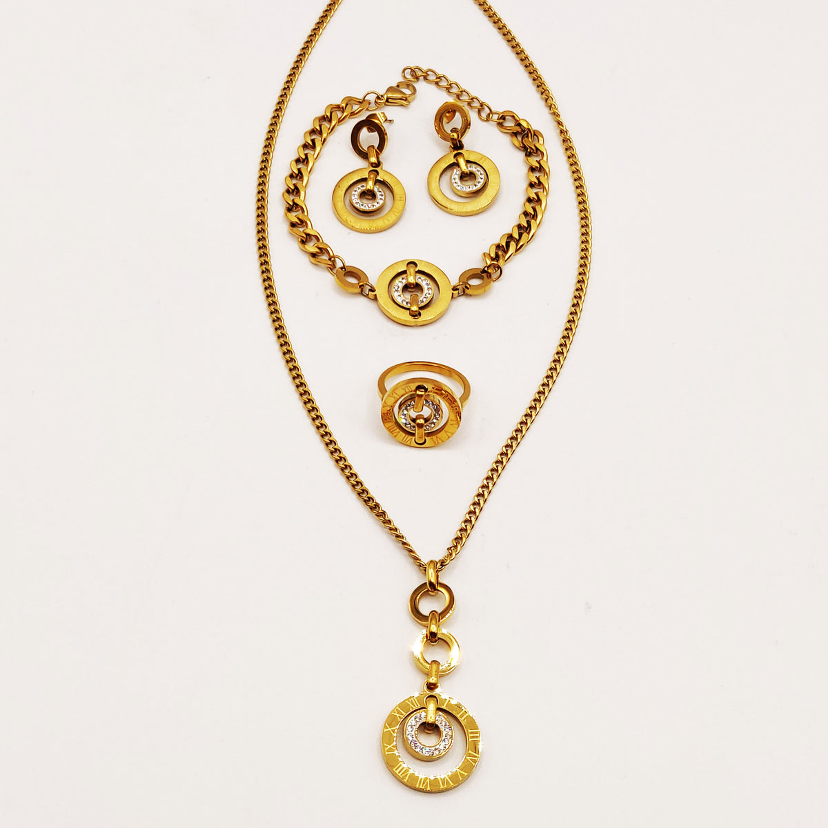 Ensemble Collier, Bracelet, Boucles d'oreilles et Bague Tresse Rafinity Luxe