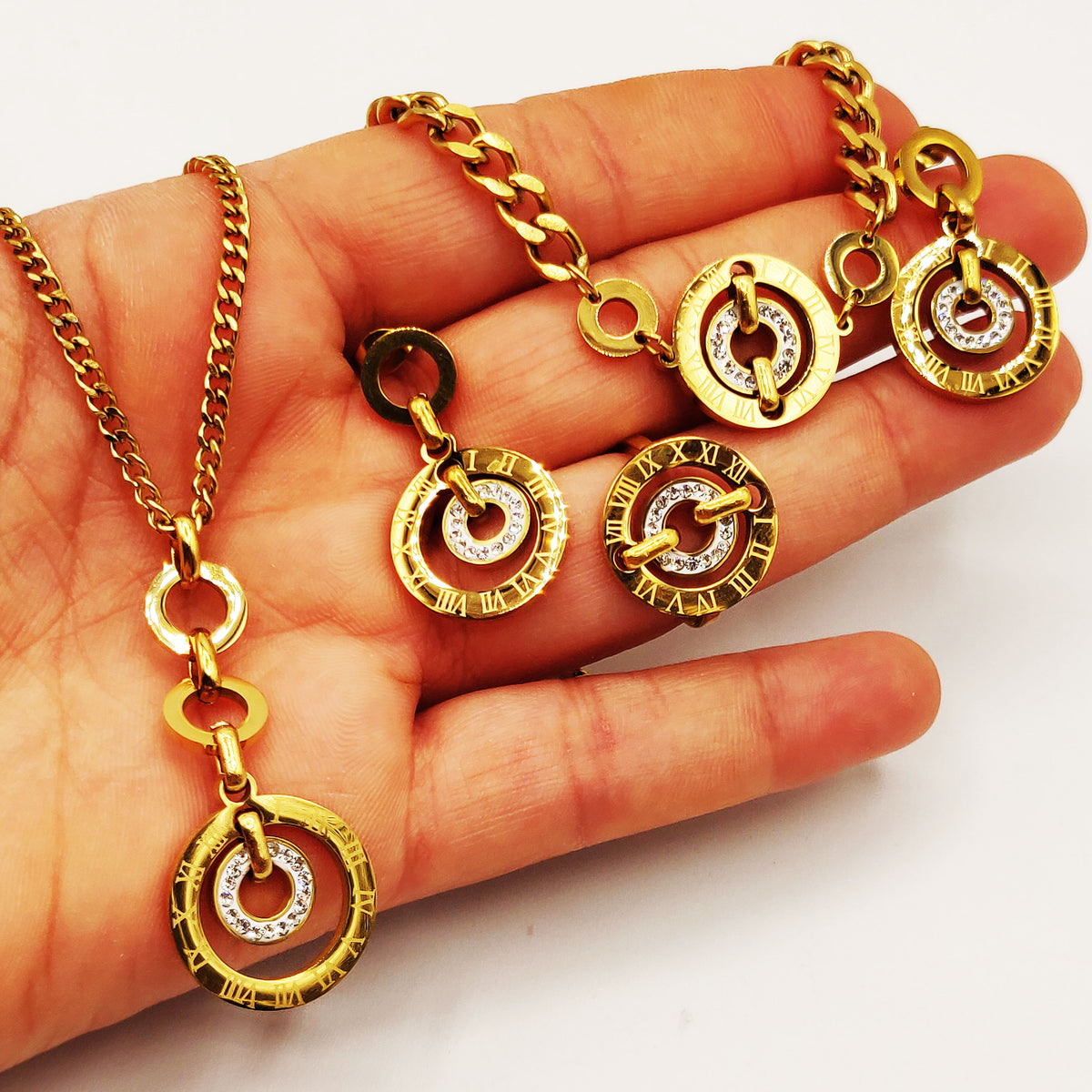 Ensemble Collier, Bracelet, Boucles d'oreilles et Bague Tresse Rafinity Luxe