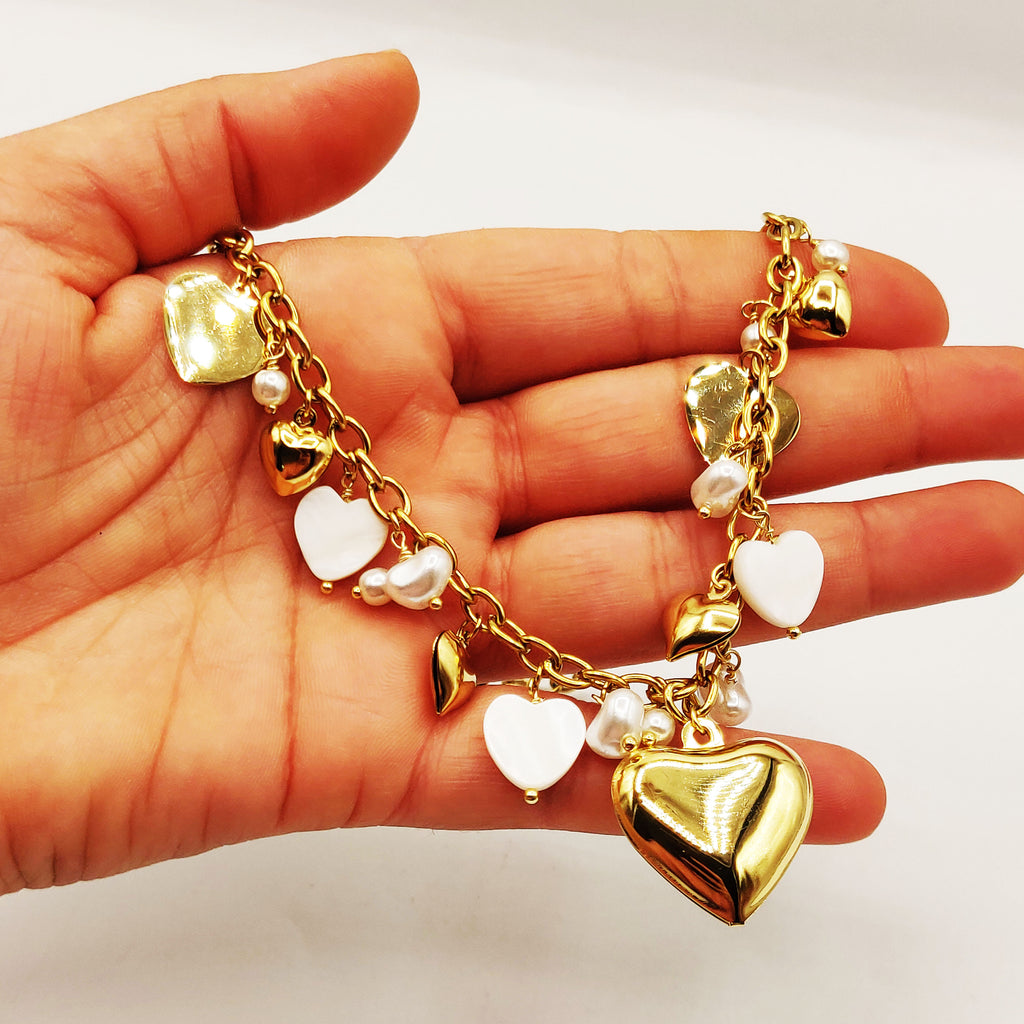 Collier Chaîne Bibelots Multi Coeurs Luxe