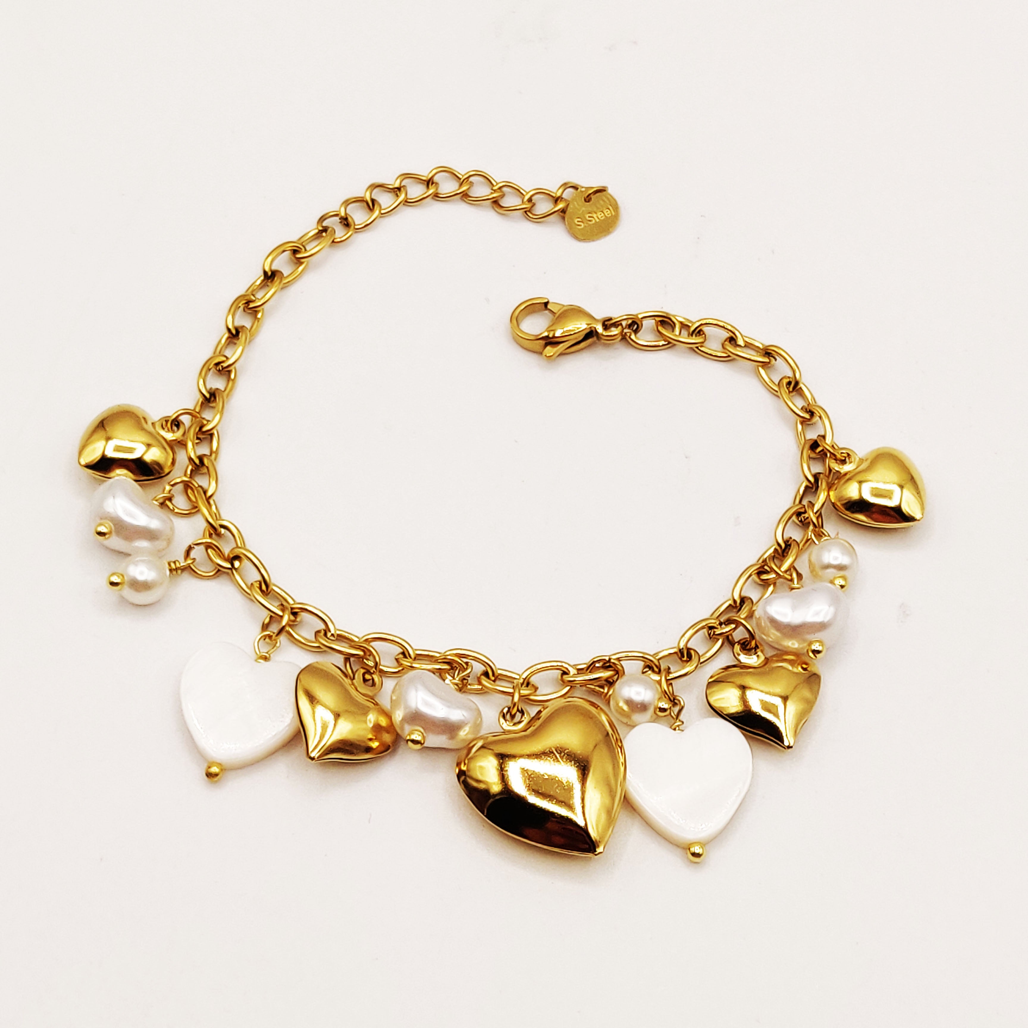 Bracelet Chaîne Bibelots Multi Coeurs Luxe