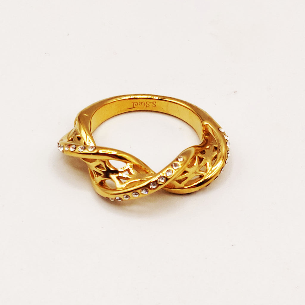 Bague Torsade Motifs Orientaux et Cristaux Luxe