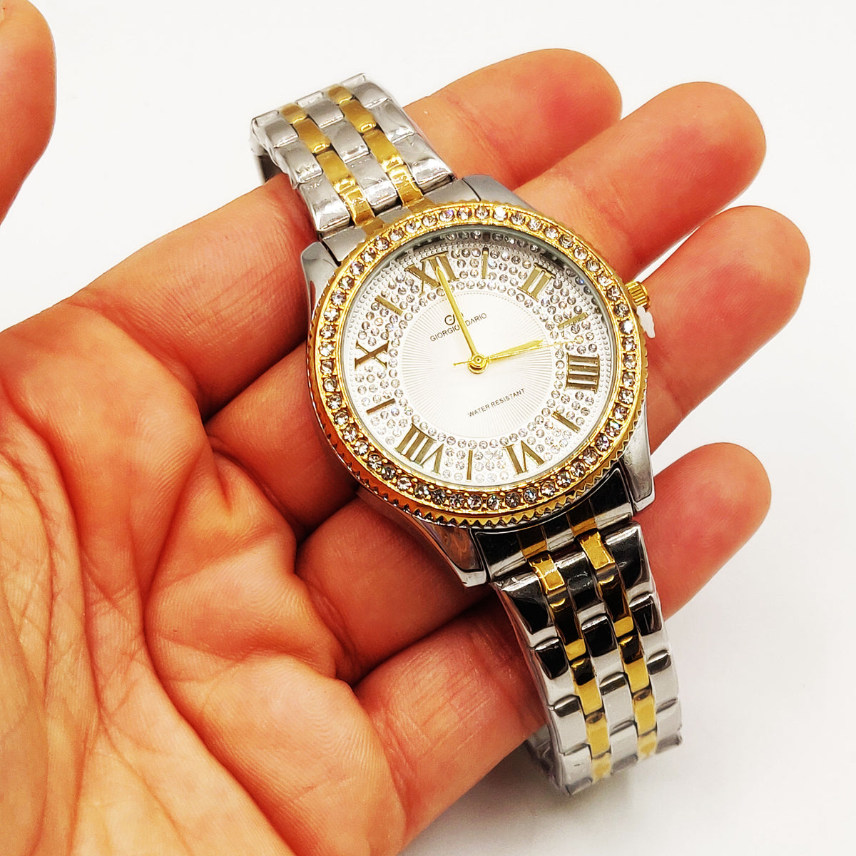 Montre Giorgio & Dario EU6498 Bracelet Argenté et Doré Fond Blanc