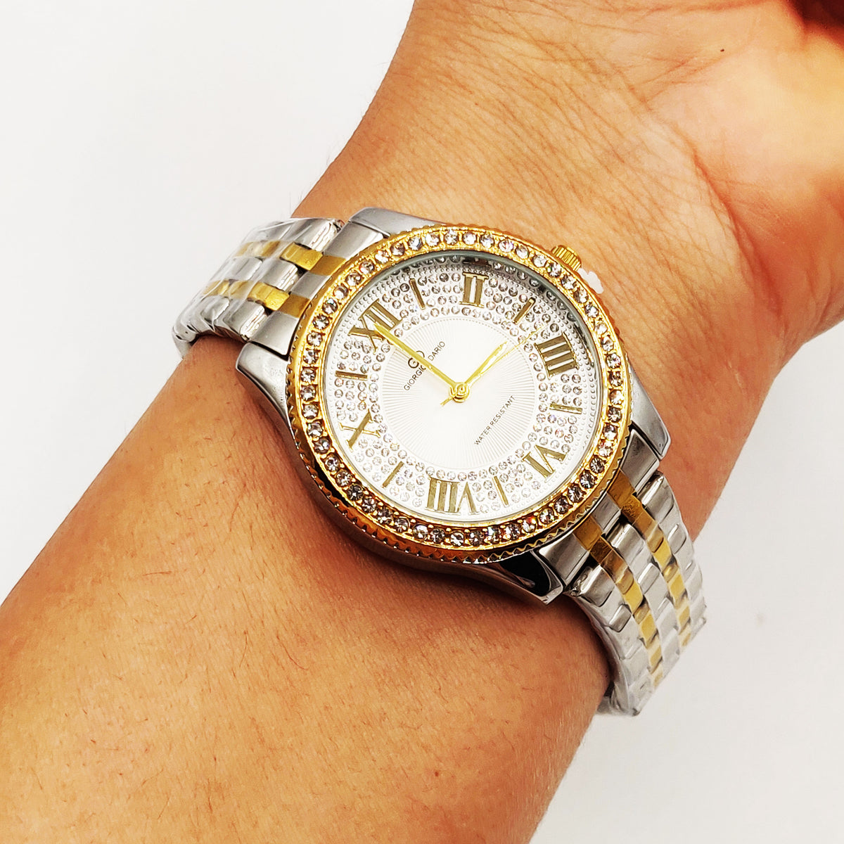 Montre Giorgio & Dario EU6498 Bracelet Argenté et Doré Fond Blanc
