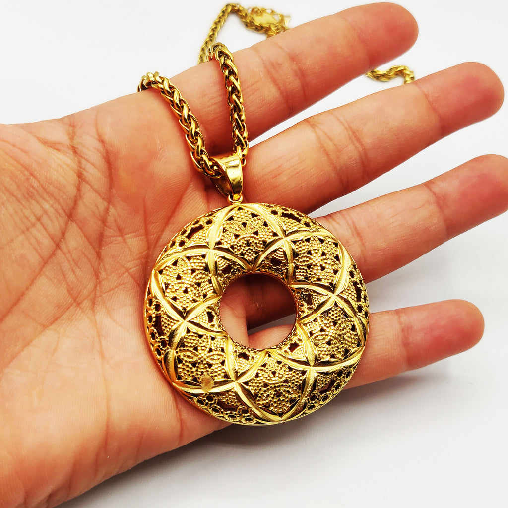 Collier Torsade Cercle Motifs Orientaux Fleurs X Luxe