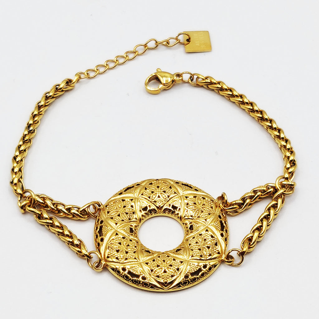 Bracelet Torsade Cercle Motifs Orientaux Fleurs X Luxe