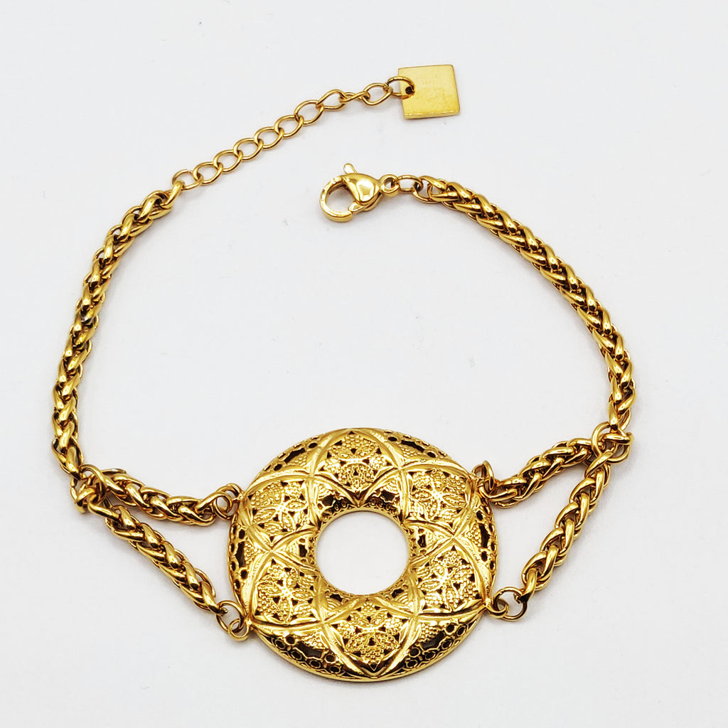 Bracelet Torsade Cercle Motifs Orientaux Fleurs X Luxe