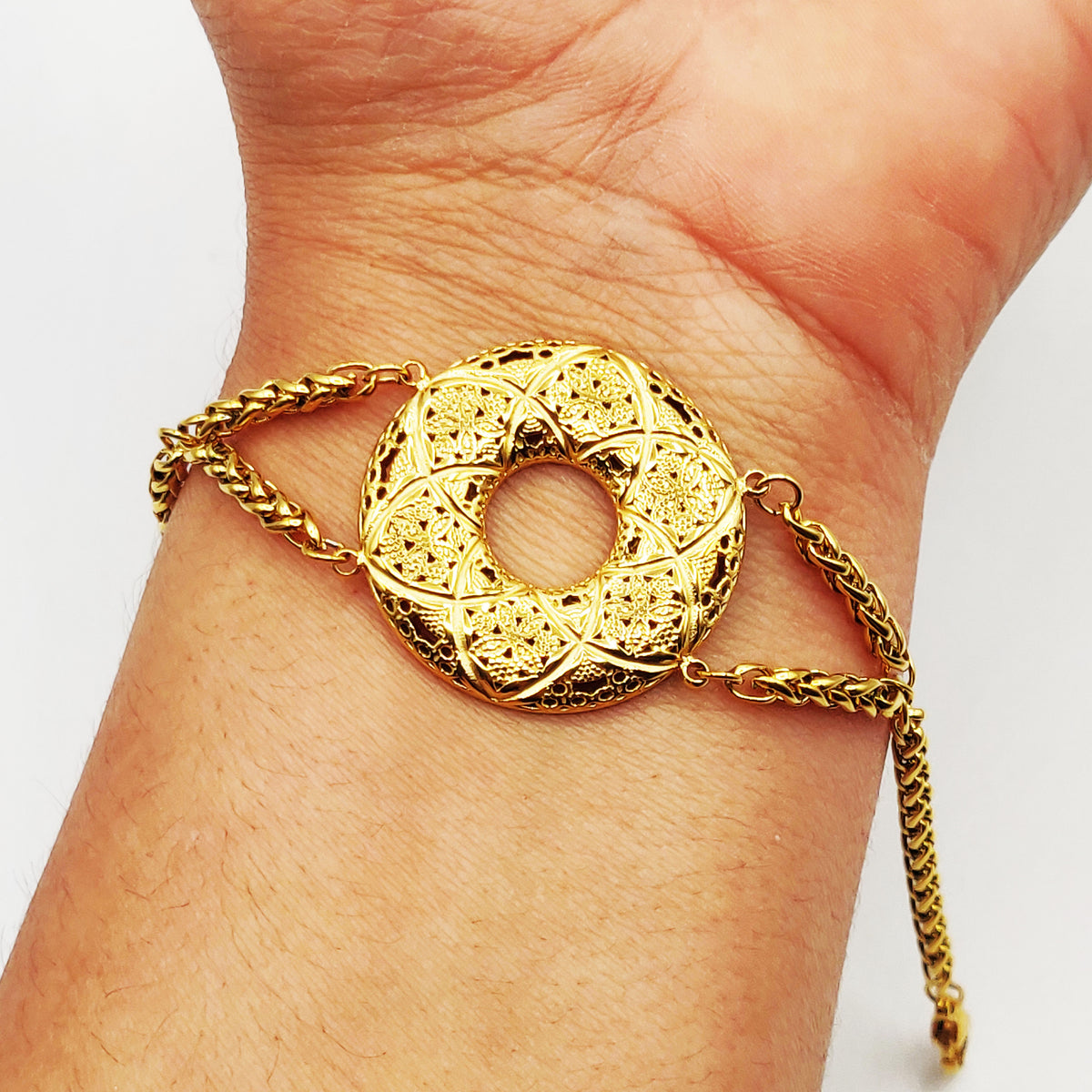 Bracelet Torsade Cercle Motifs Orientaux Fleurs X Luxe