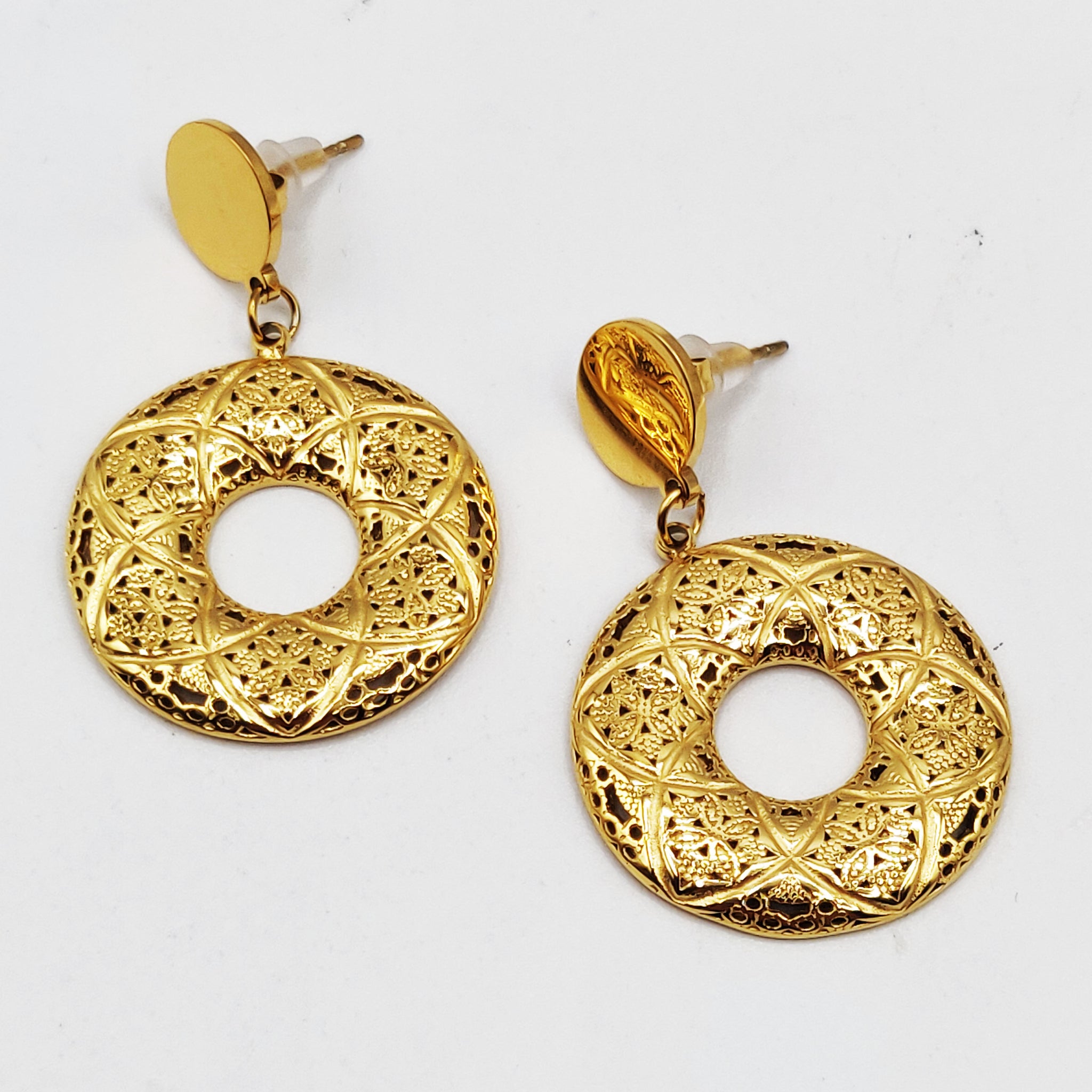 Boucles d'oreilles Torsade Cercle Motifs Orientaux Fleurs X Luxe