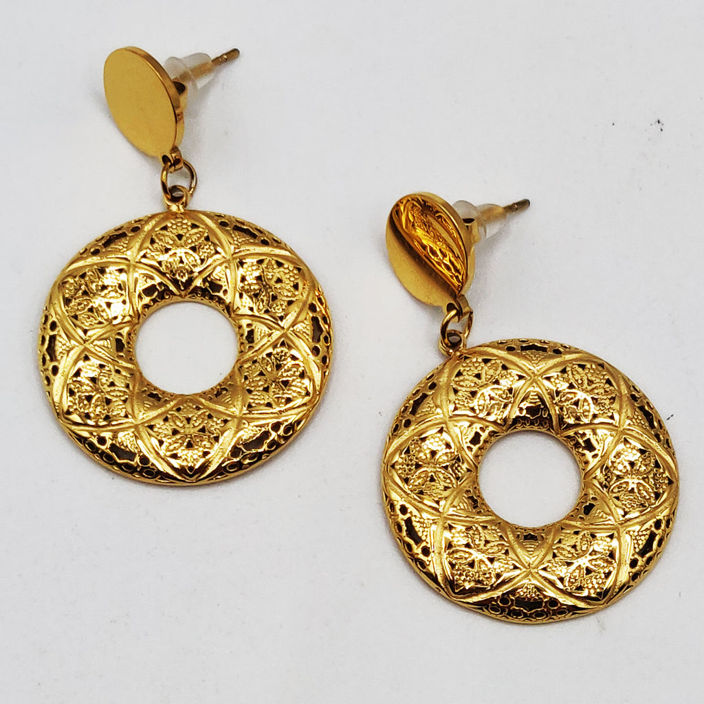 Boucles d'oreilles Torsade Cercle Motifs Orientaux Fleurs X Luxe
