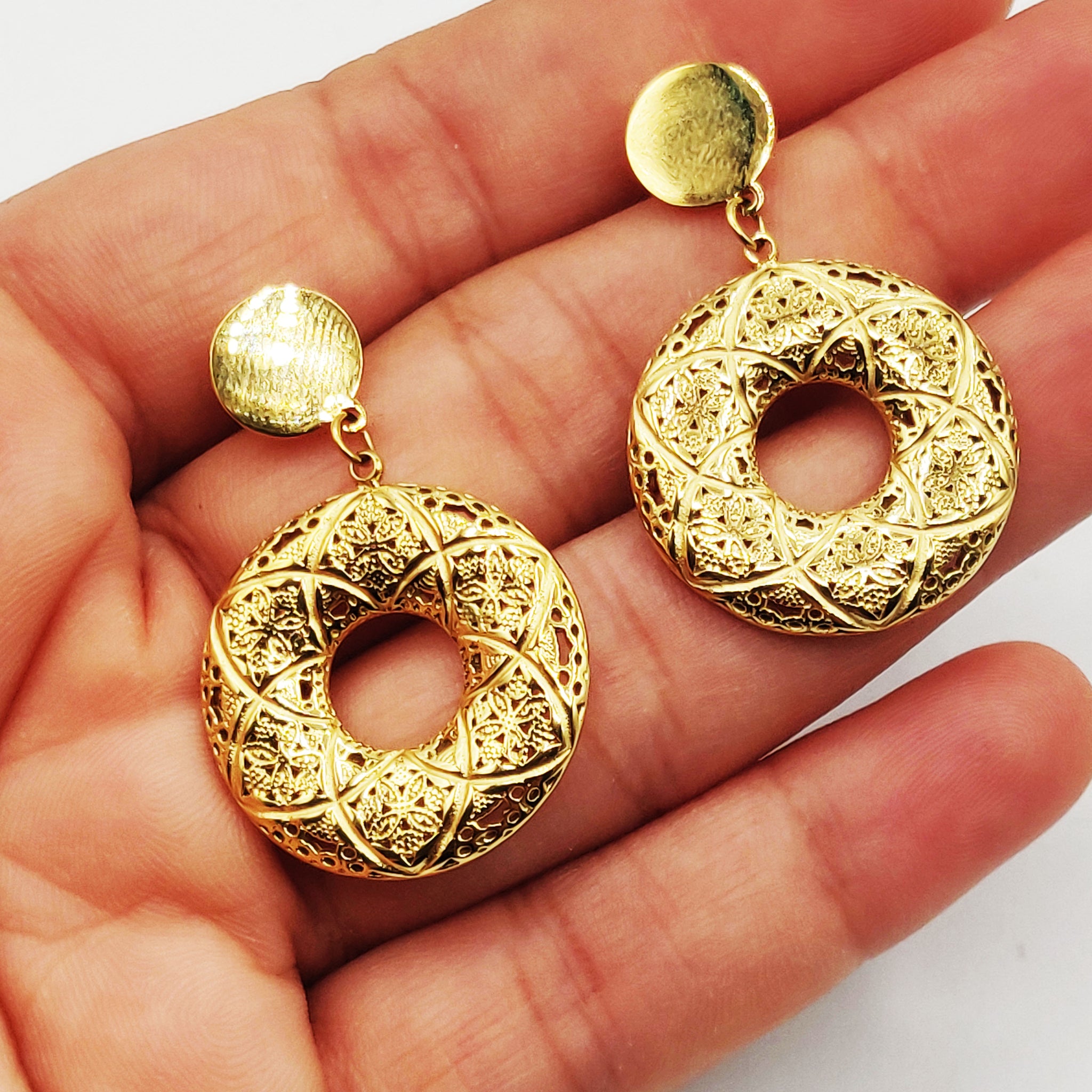 Boucles d'oreilles Torsade Cercle Motifs Orientaux Fleurs X Luxe