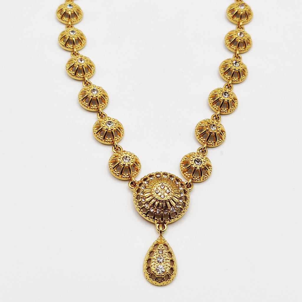 Collier Multi Cercles Orientaux et Goutte Cristaux Luxe