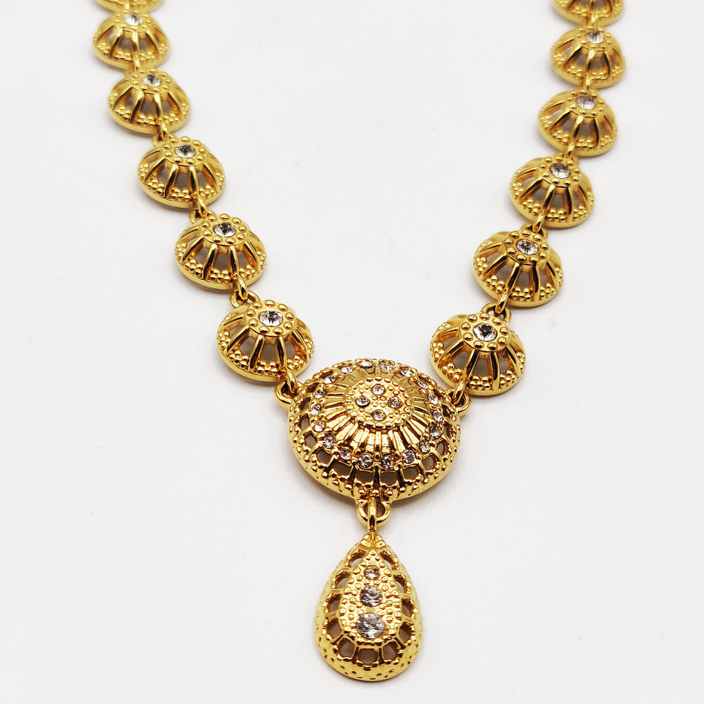 Collier Multi Cercles Orientaux et Goutte Cristaux Luxe