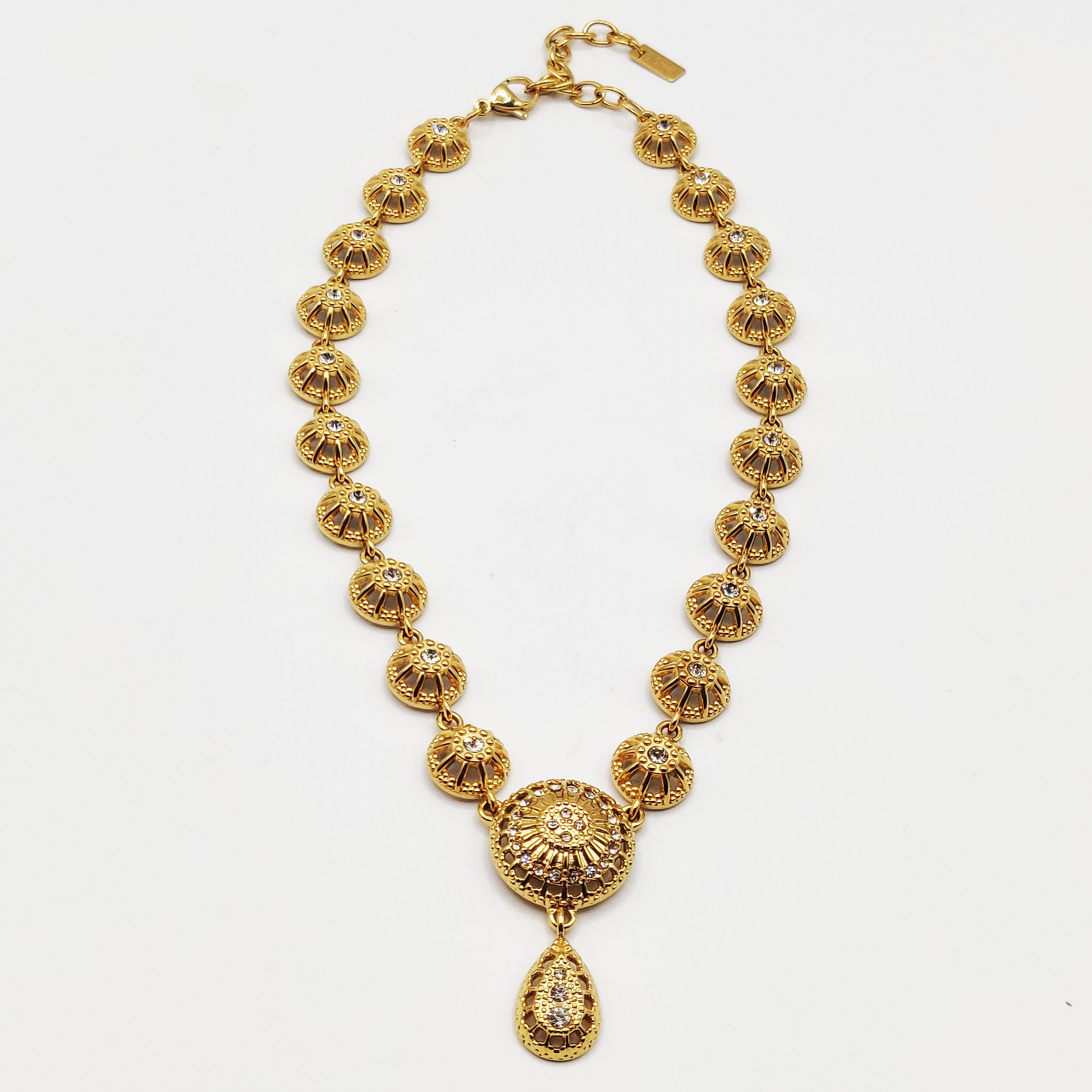 Collier Multi Cercles Orientaux et Goutte Cristaux Luxe