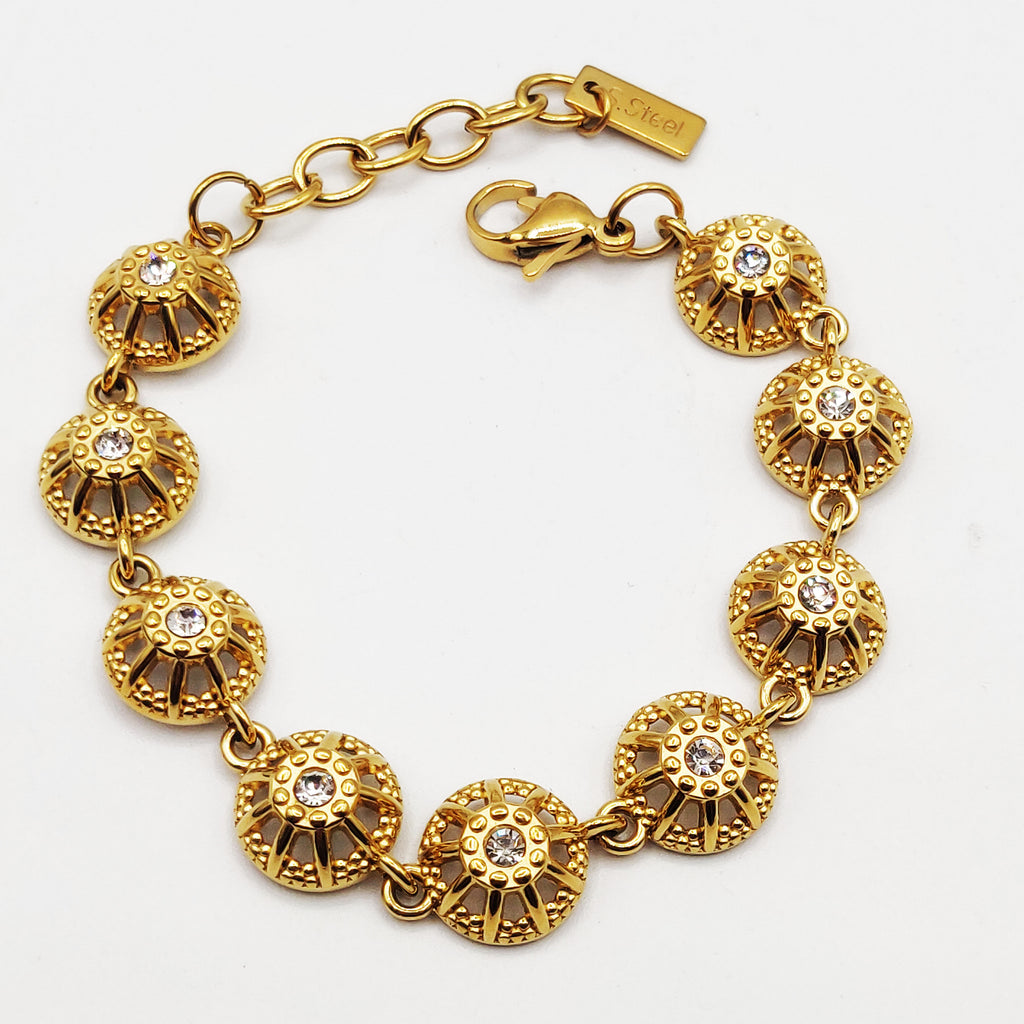 Bracelet Multi Cercles Orientaux et Goutte Cristaux Luxe