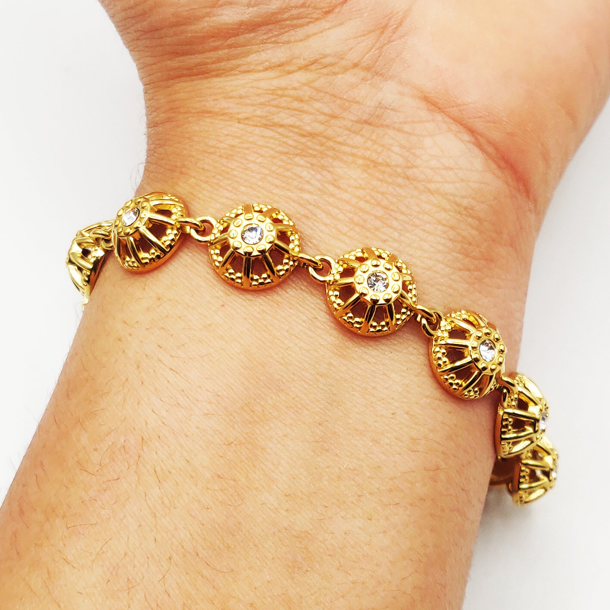 Bracelet Multi Cercles Orientaux et Goutte Cristaux Luxe