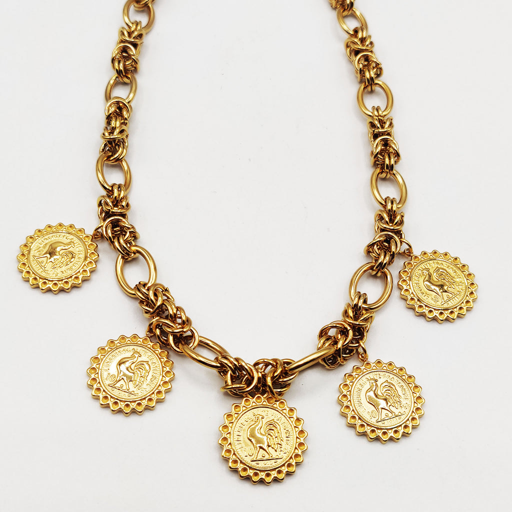Collier Maille Royale Pendentifs Louise Coq Soleil Luxe