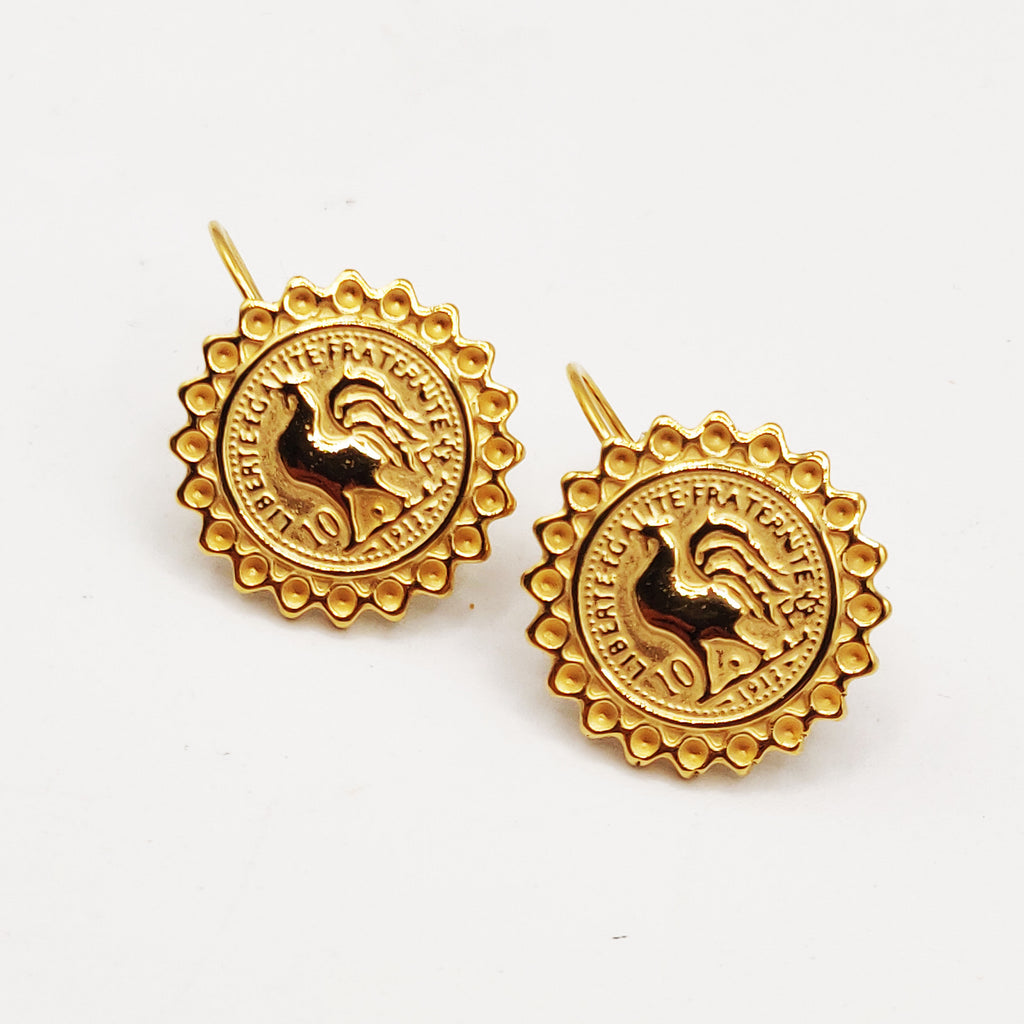 Boucles d'oreilles Maille Royale Pendentifs Louise Coq Soleil Luxe
