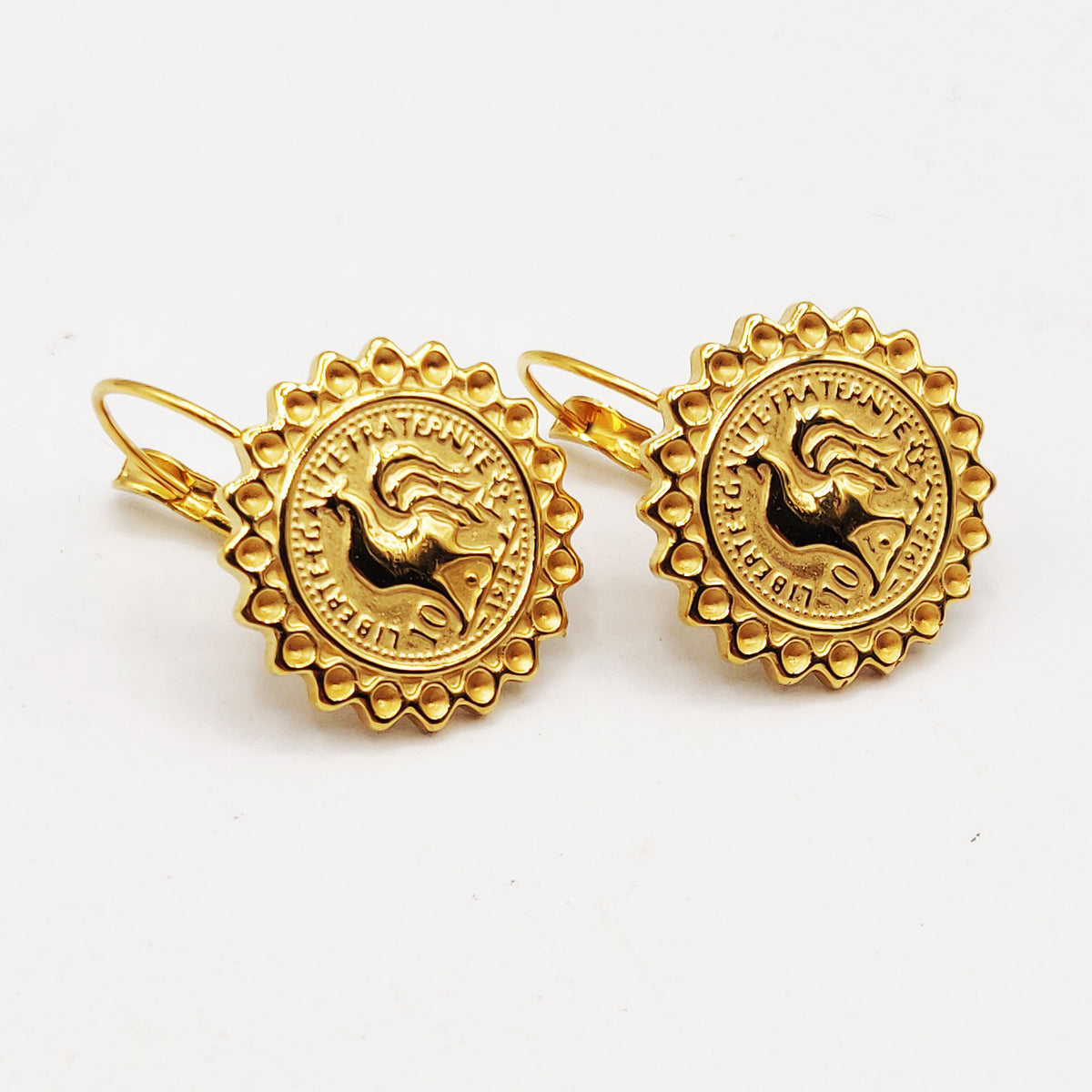 Boucles d'oreilles Maille Royale Pendentifs Louise Coq Soleil Luxe