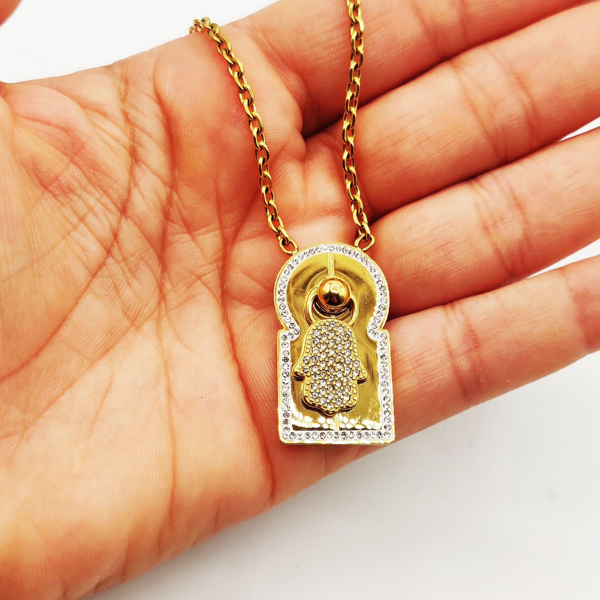 Collier Bab El Mansour Main de Fatma Cristaux