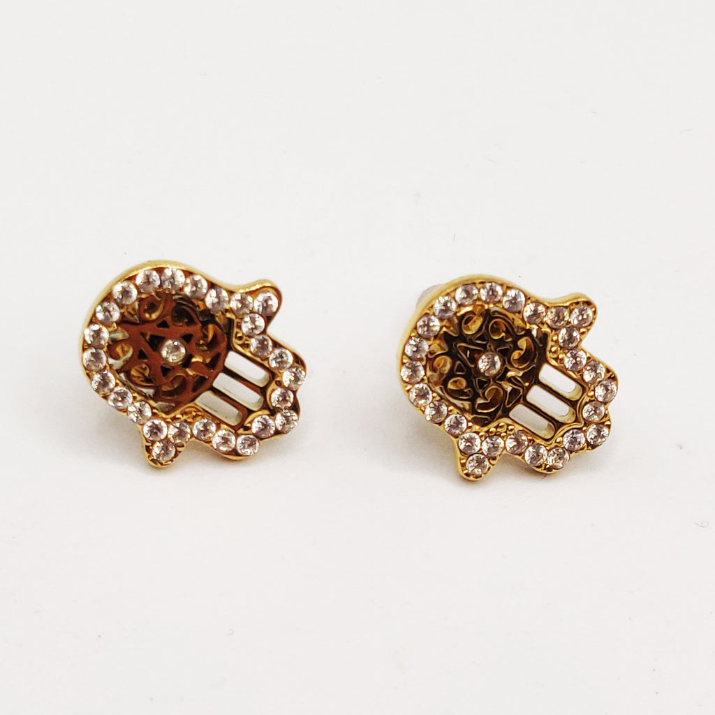 Boucles d'oreilles Main de Fatma Cristaux