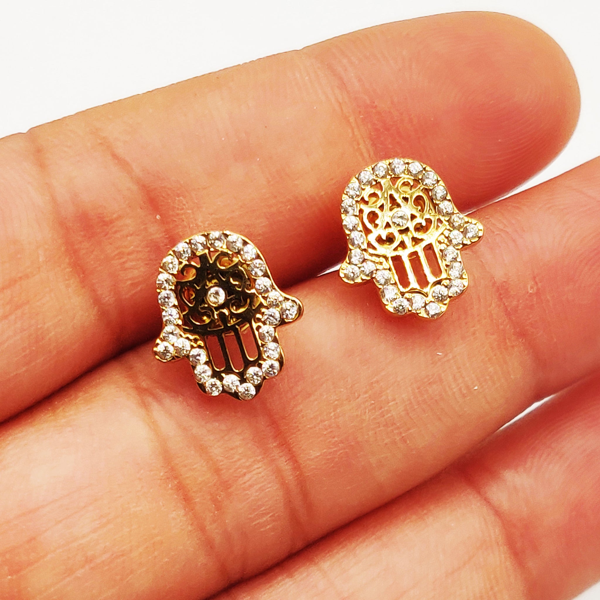 Boucles d'oreilles Main de Fatma Cristaux