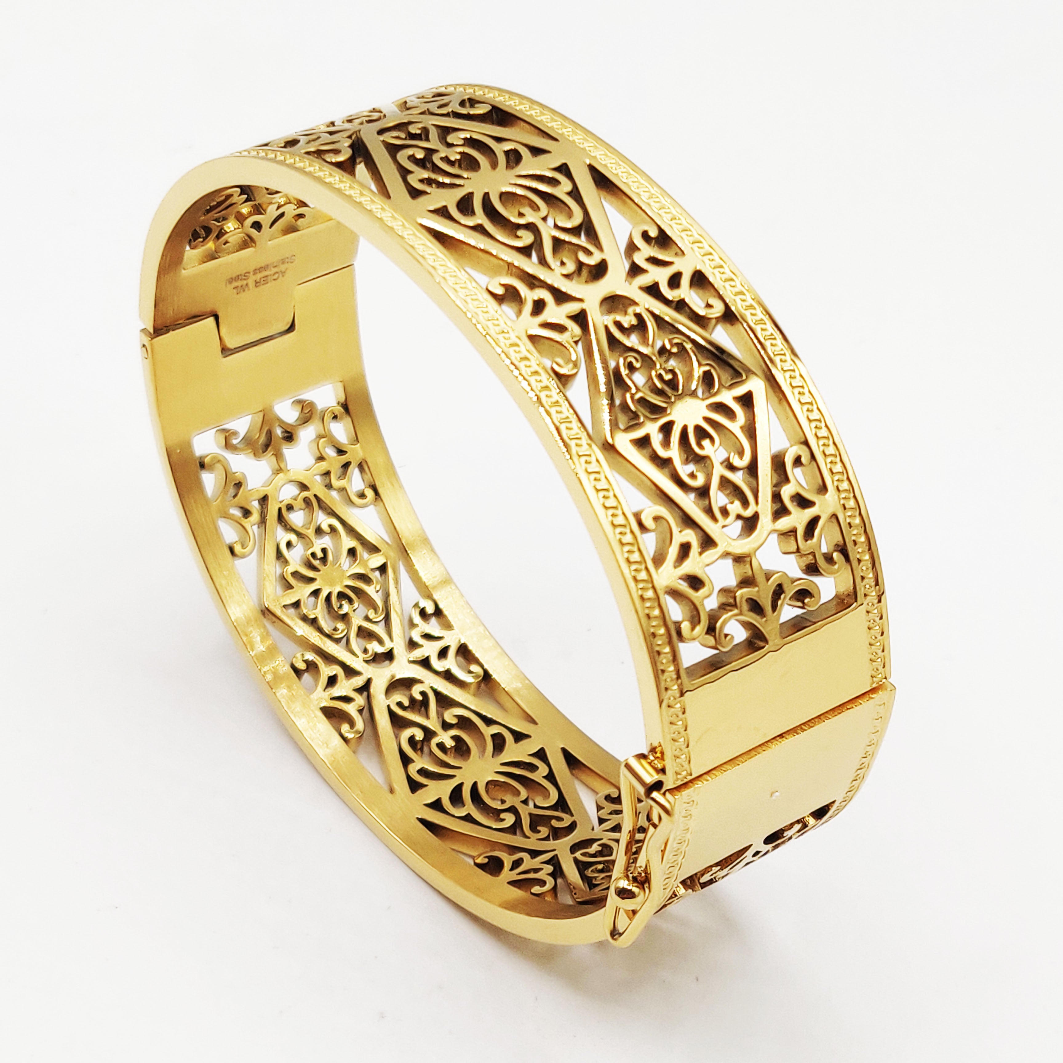 Bracelet Rigide Motifs Losanges Orientaux Luxe