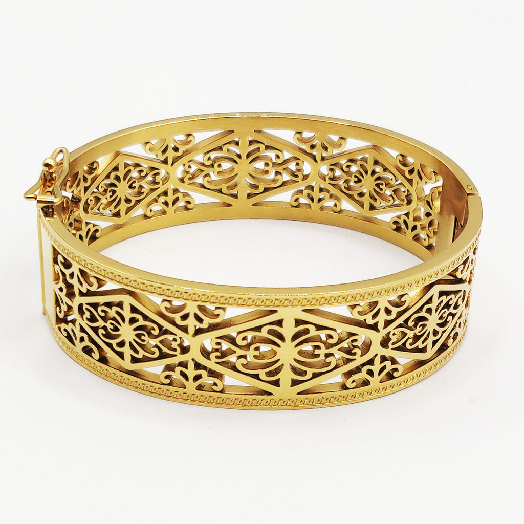 Bracelet Rigide Motifs Losanges Orientaux Luxe