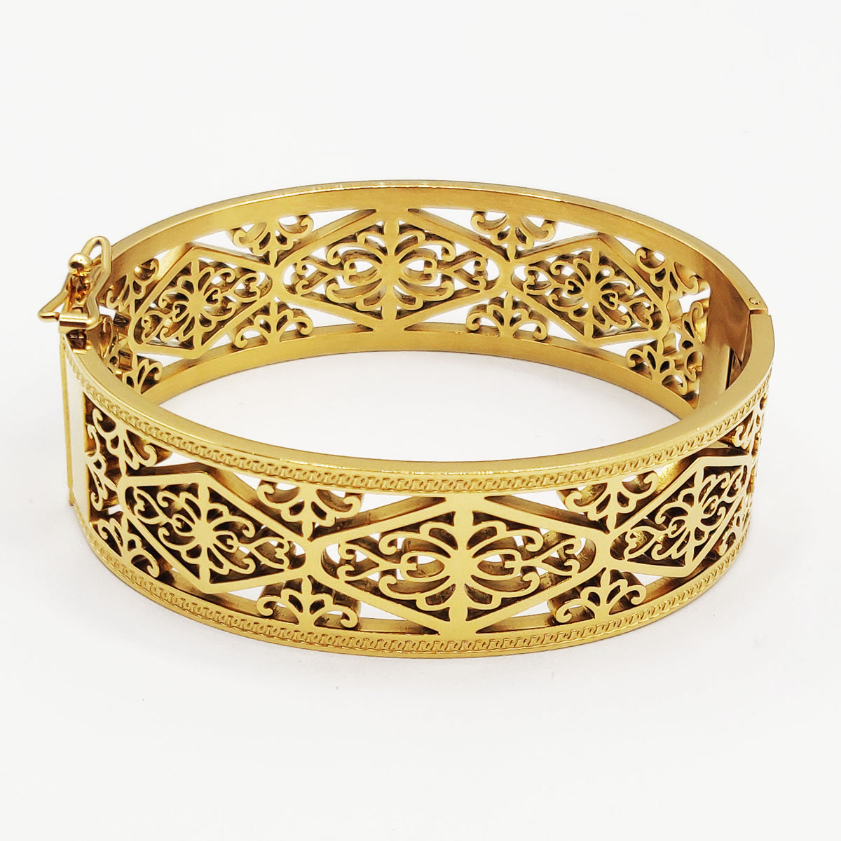 Bracelet Rigide Motifs Losanges Orientaux Luxe