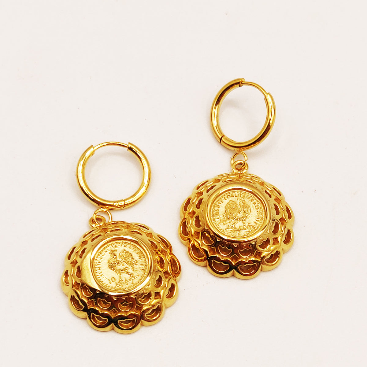 Boucles d'oreilles Louise Coq Tour Trous Luxe