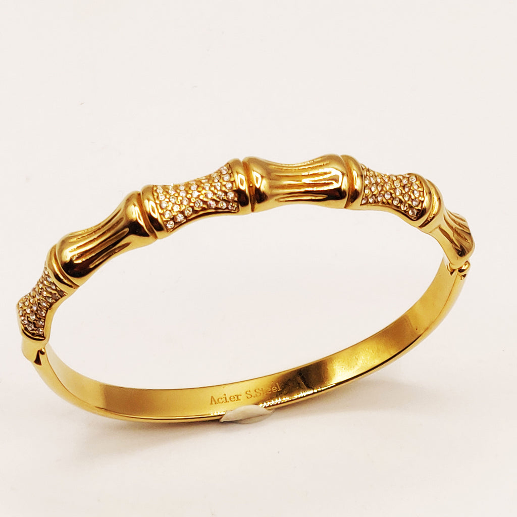 Bracelet Rigide Os Cristaux et Rayés Luxe
