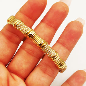 Bracelet Rigide Os Cristaux et Rayés Luxe