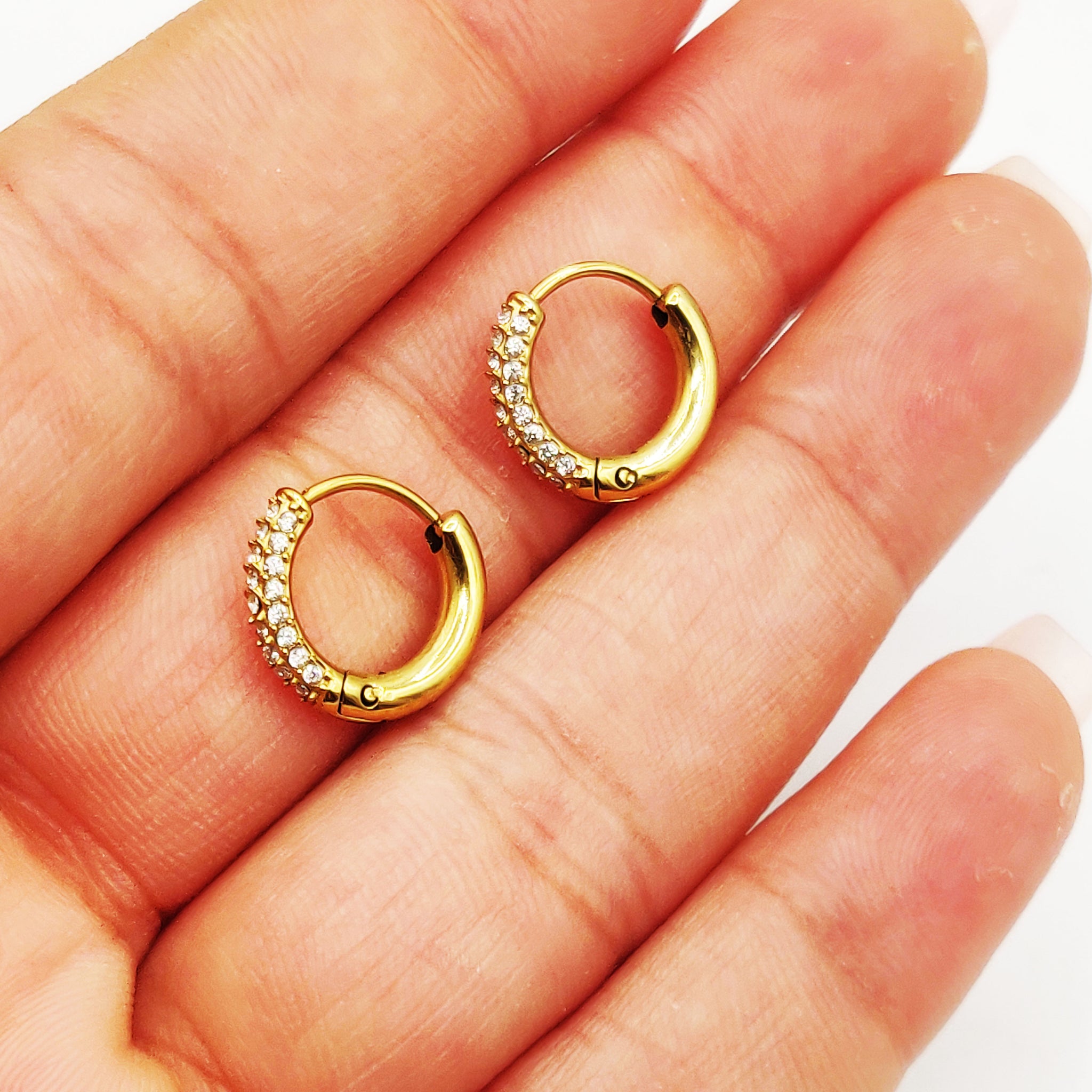 Boucles d'oreilles Créoles Mi-Cristaux Mini