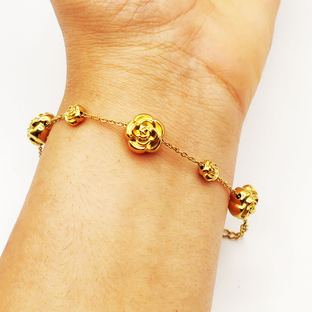 Bracelet Multi Fleurs Bombées Luxe