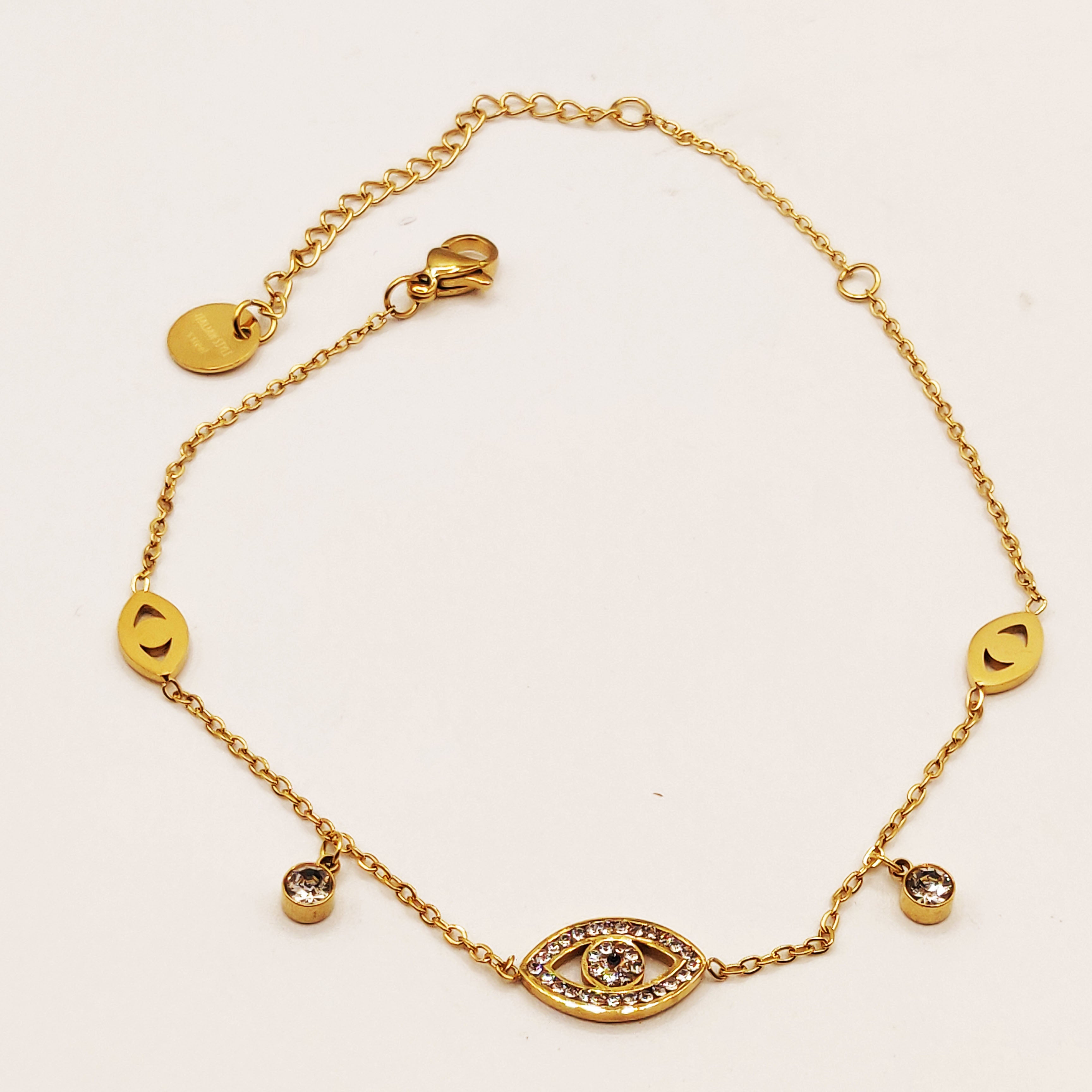 Chaîne de Cheville Oeil et Cristaux