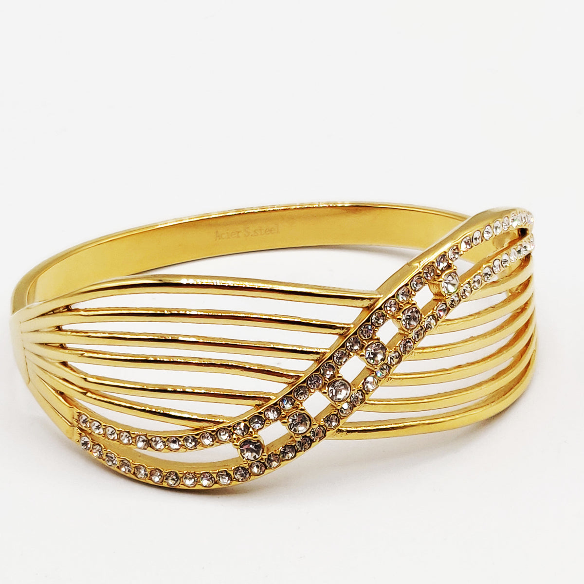 Bracelet Rigide Sublime Vague de Cristaux Luxe