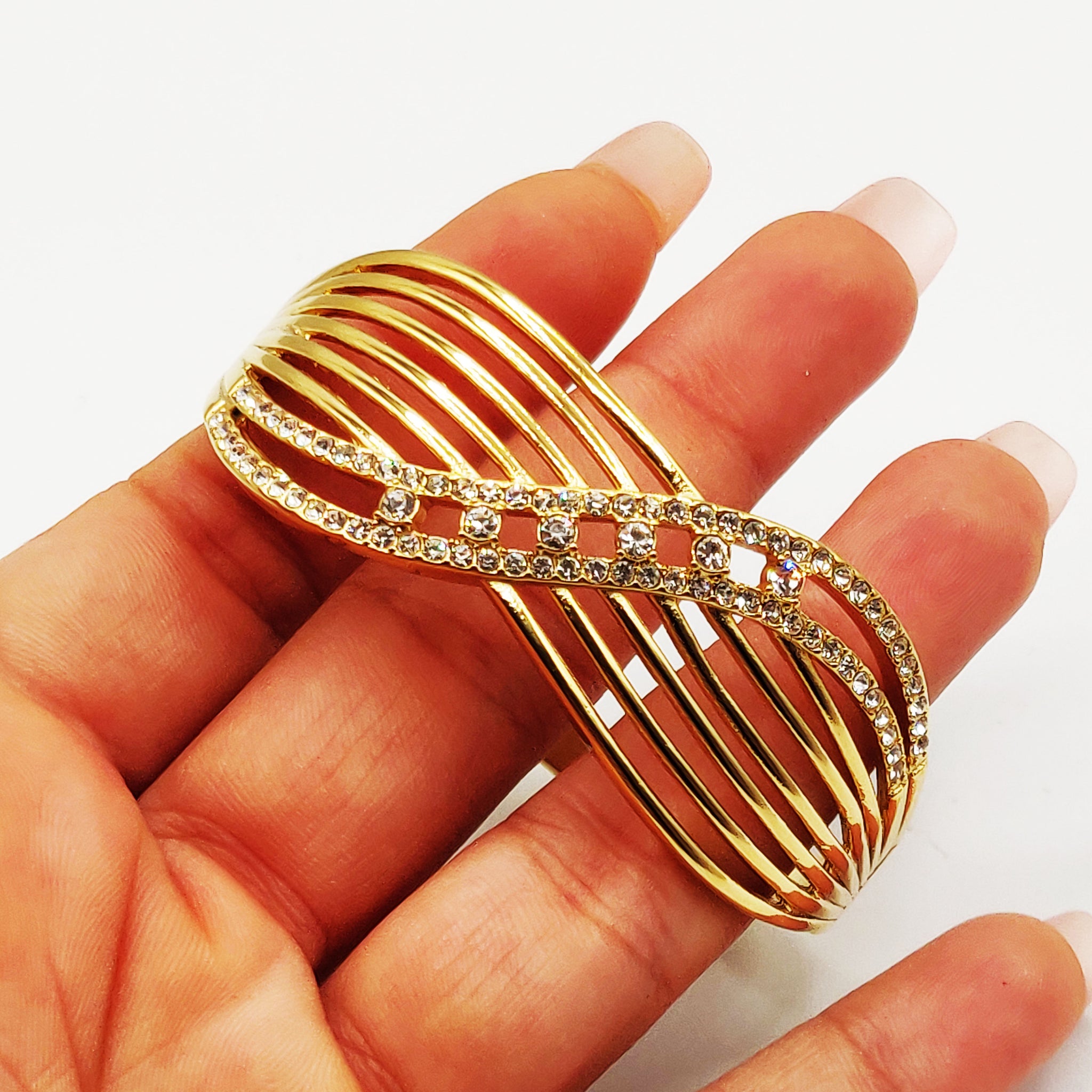 Bracelet Rigide Sublime Vague de Cristaux Luxe