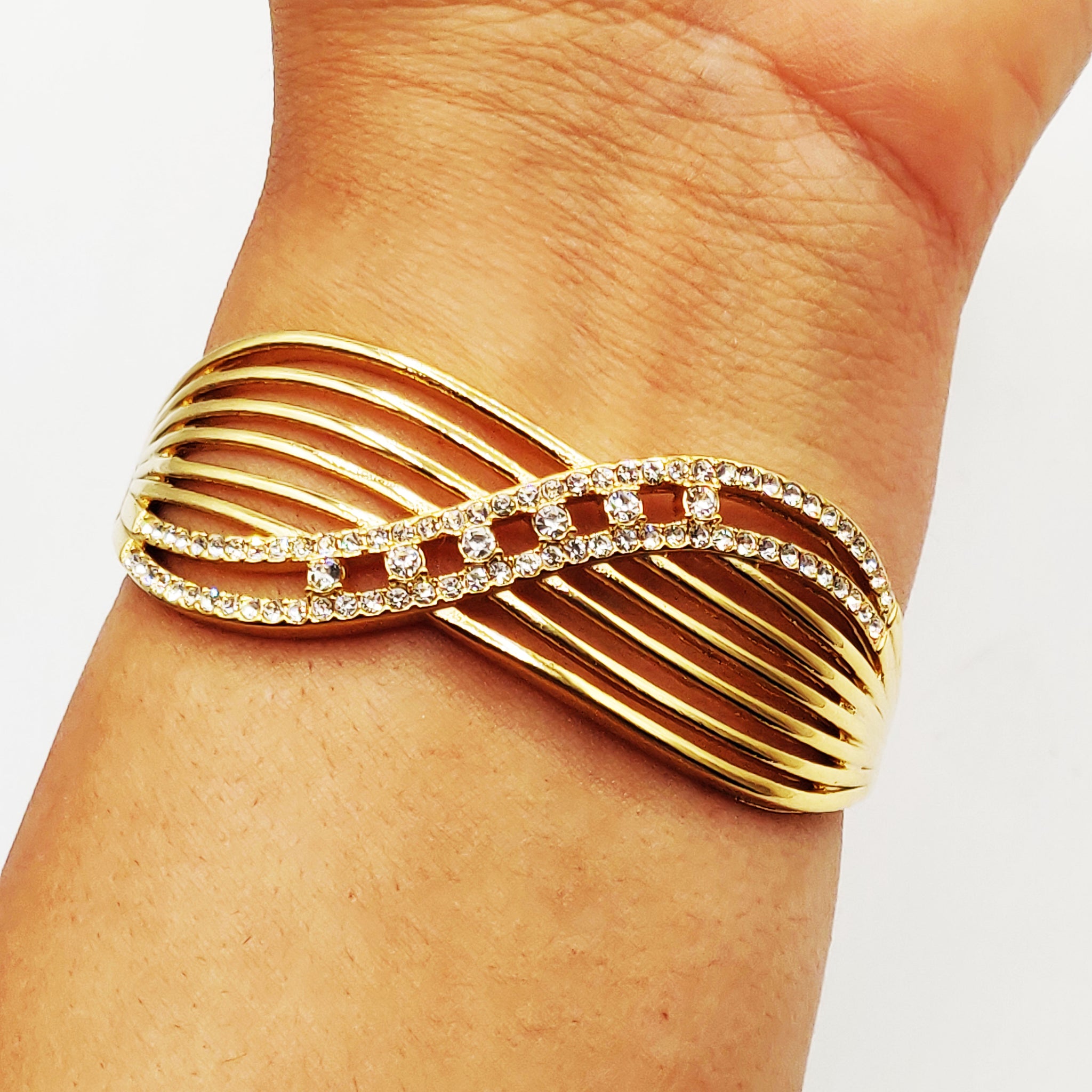 Bracelet Rigide Sublime Vague de Cristaux Luxe