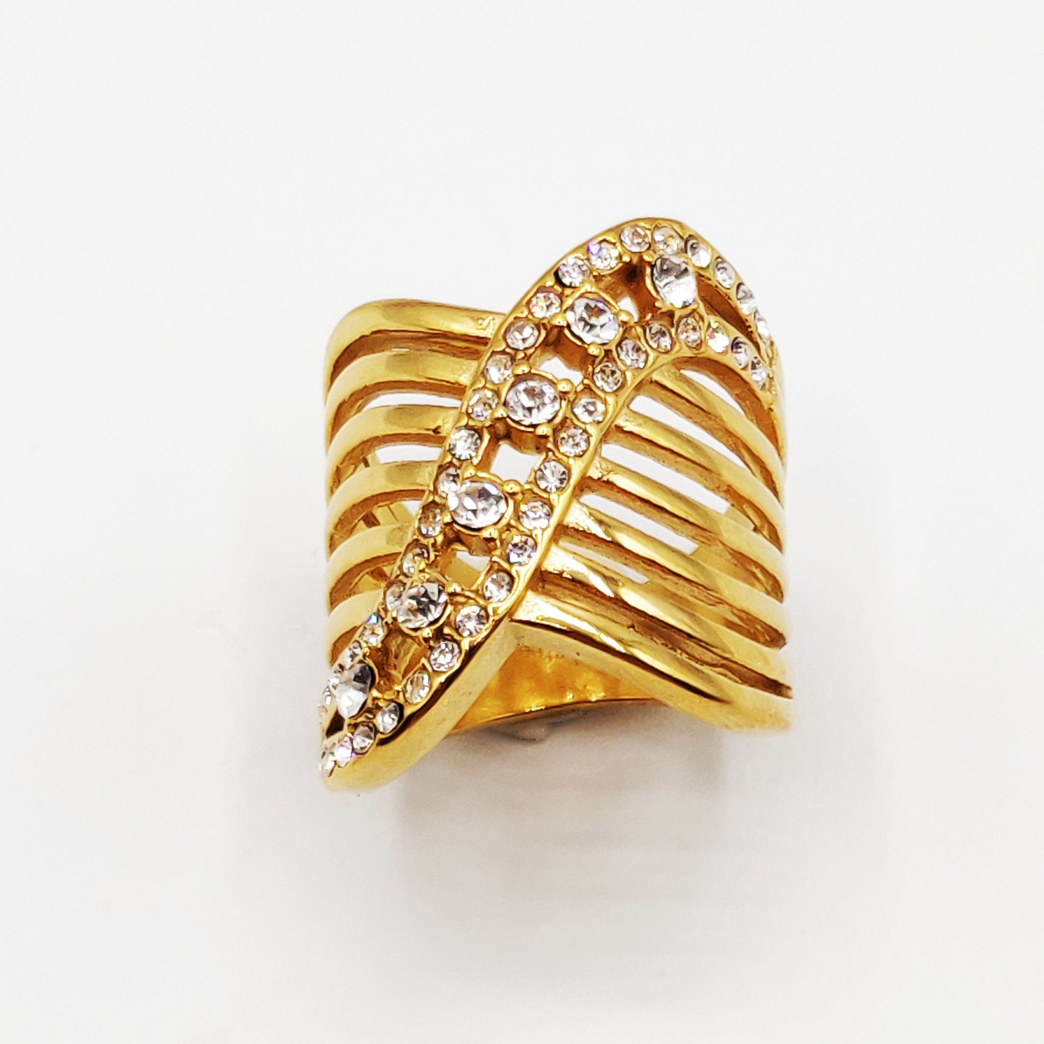 Bague Sublime Vague de Cristaux Luxe